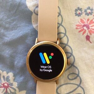 Google Wear OS Smartwatch - Blush Pink Strap with Gold Case